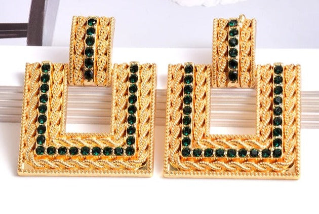 Pre Order:  Rhinestone Embellished Square Stud Earrings