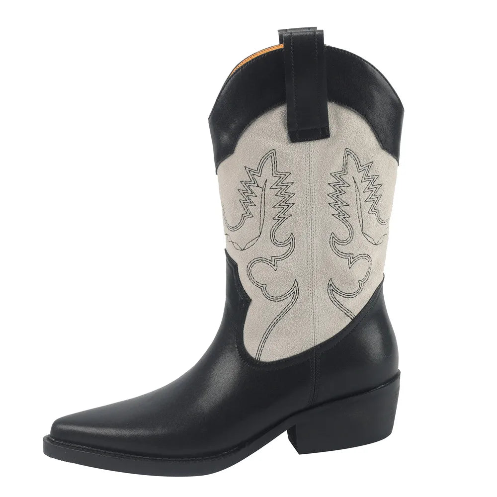 Pre Order:  Embroidery Mid-Calf Boots