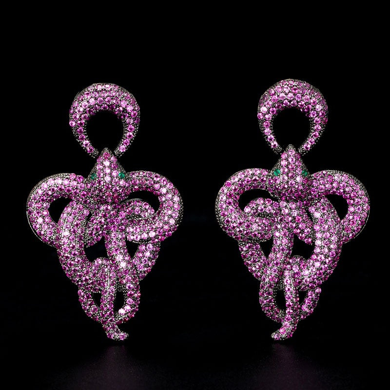 Pre Order:  Exaggerated Micro-Encrusted Gothic Snake Earrings