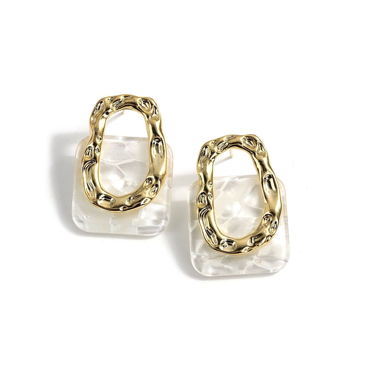 Pre Order:  Elegant Square Acrylic Resin Pearl Earrings