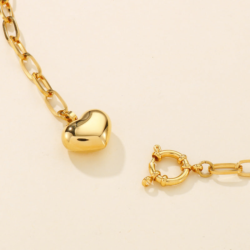 Pre Order:  Heart Brushed Alloy Chain Necklace