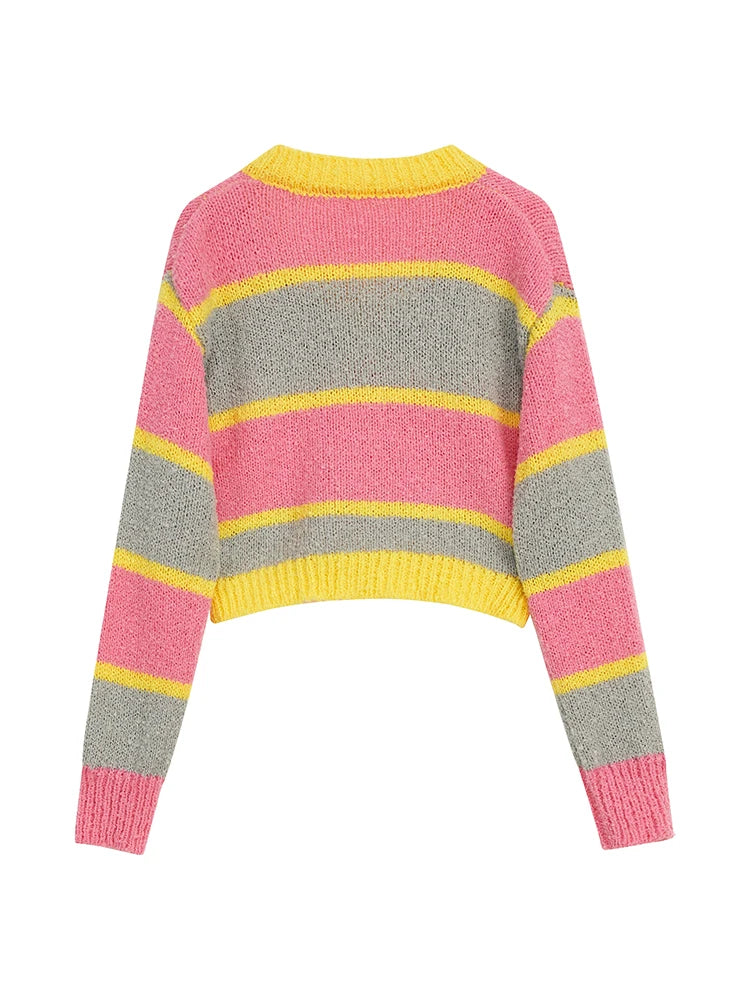 Pre Order:  Stripes Cropped Knit Sweater