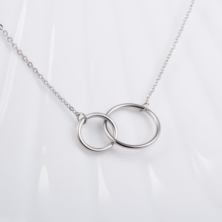 Pre Order:  Double Ring Plated Silver Necklace