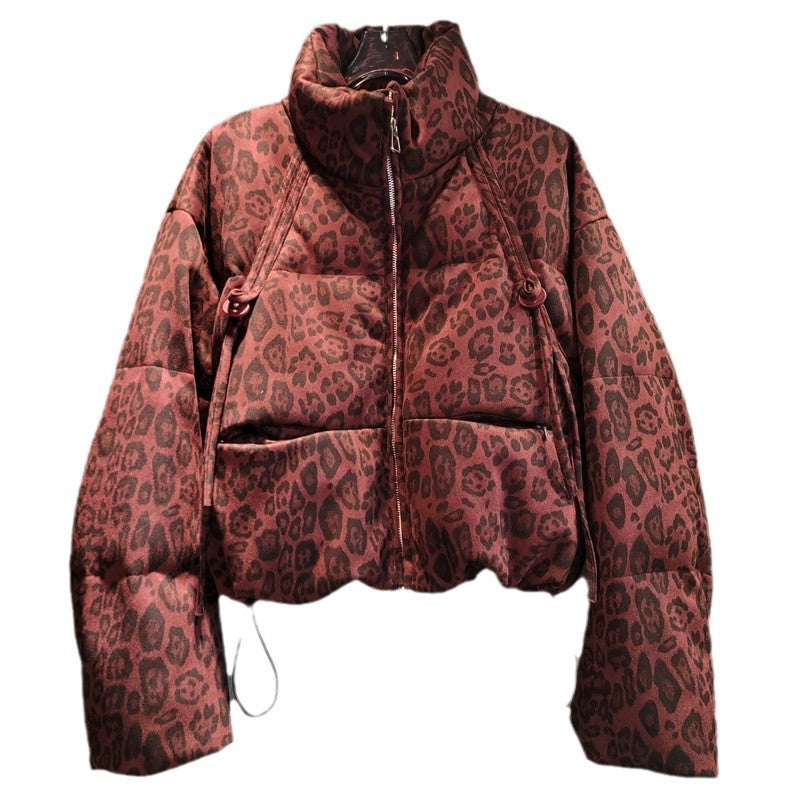 Pre Order: Thickened Animal Print Down Cotton Jacket