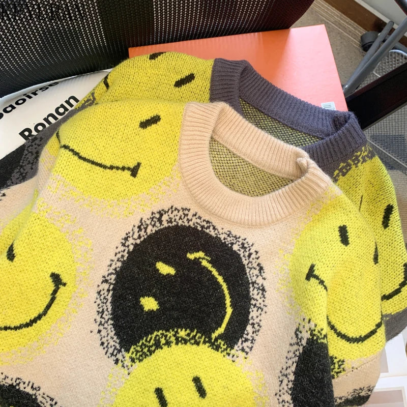 Pre Order:  Smiling Face Loose Knit Sweater