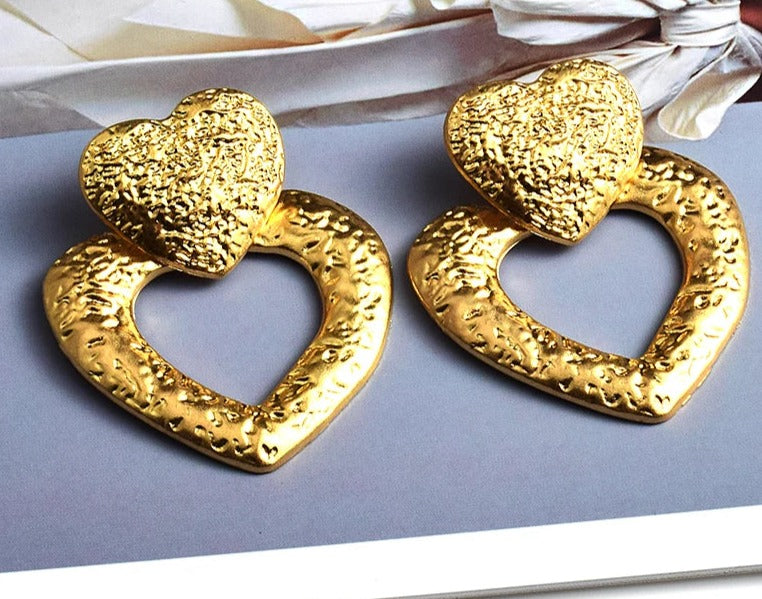 Pre Order:  Double Hearts Drop Earrings