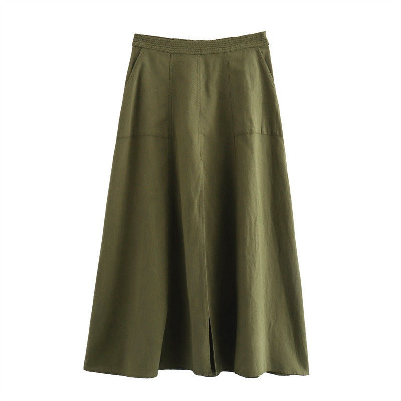 Pre Order: Linen Blend Pocket Cape Skirt