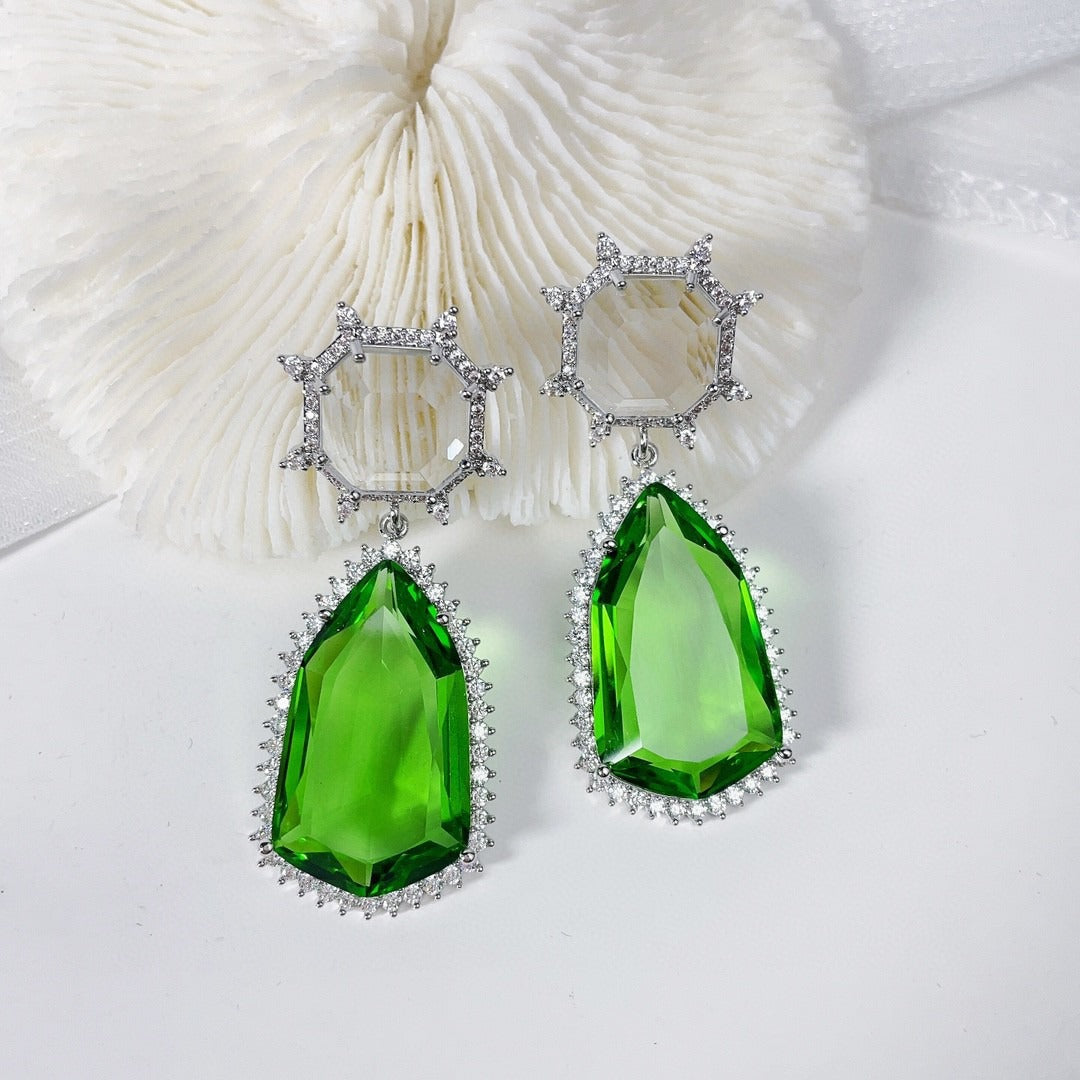 Pre Order: Geometric Teardrop Zircon Earrings