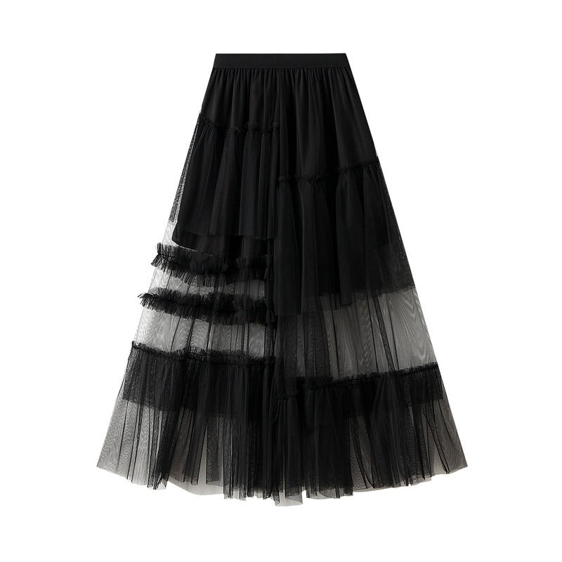 Pre Order:  Tiered Ruffles Mesh Midi Skirt