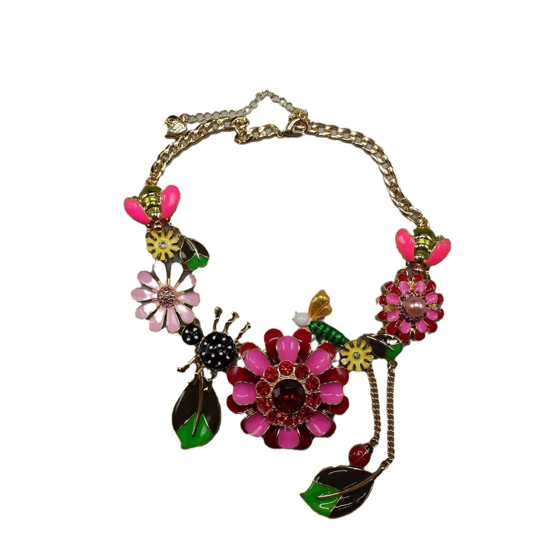 Pre Order:  Exaggerated Bright Flowers Insect Necklace