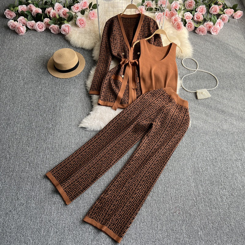 Pre Order:  Two-Piece Knitted Top + Wide Leg Pants