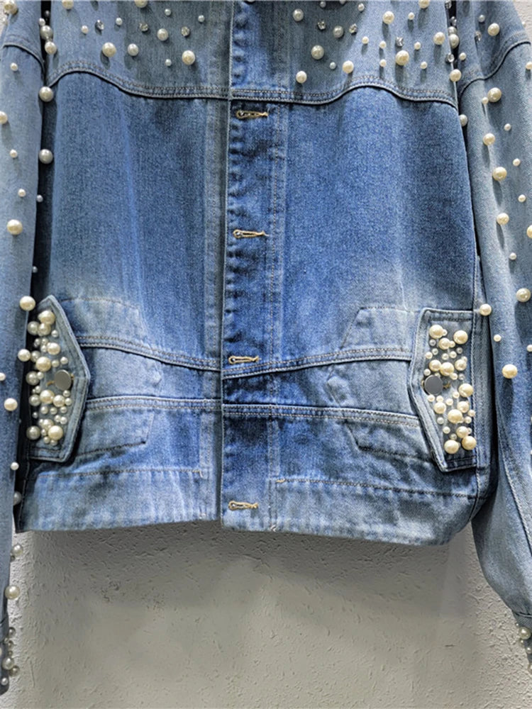 Pre Order:  Full Pearl Long Sleeve Washed Denim Jacket