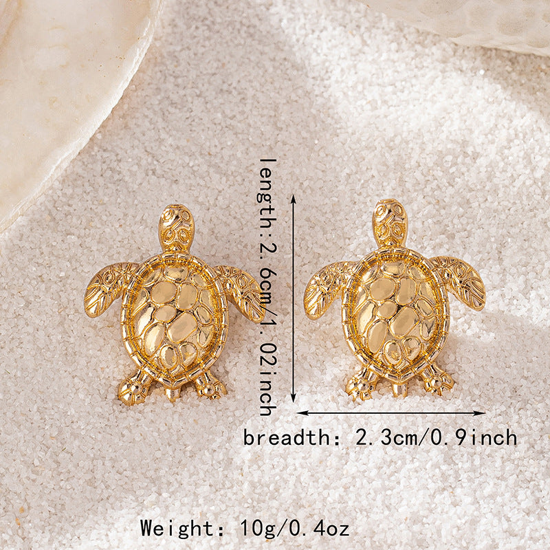 Pre Order:  Gold Metallic Turtle Stud Earrings