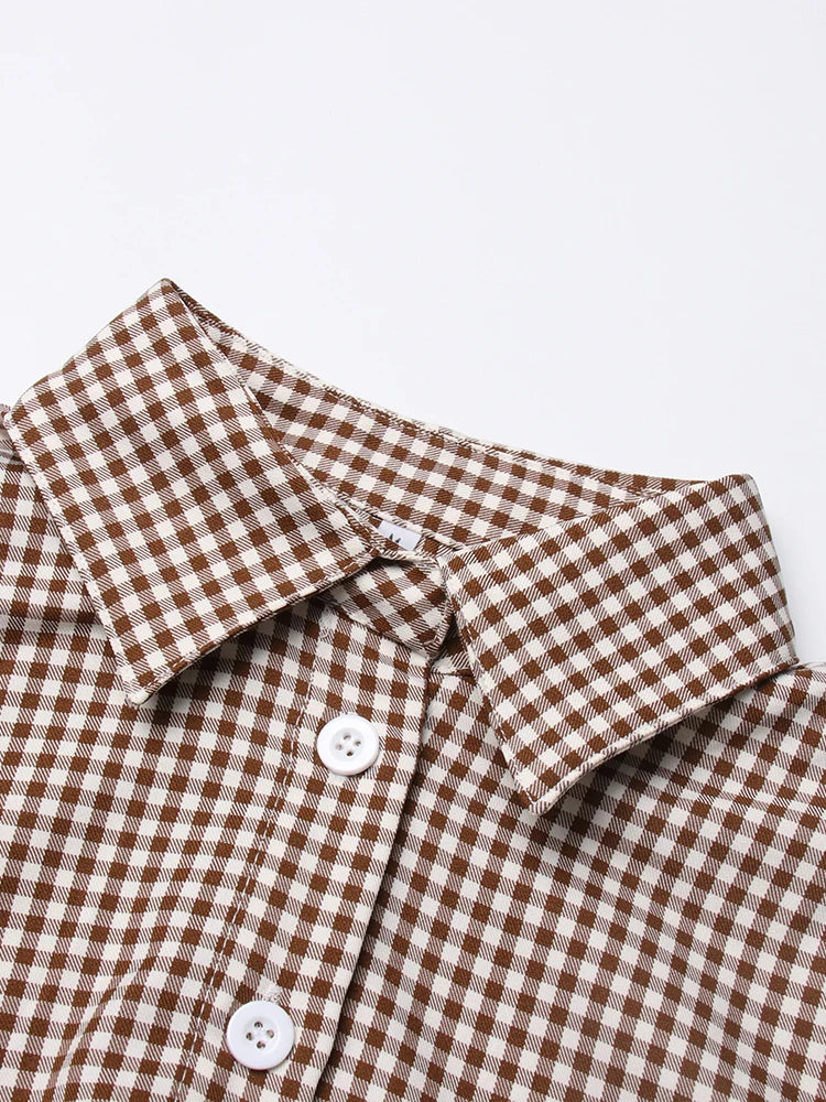 Pre Order:  Brown Plaid Checkered Loose Set