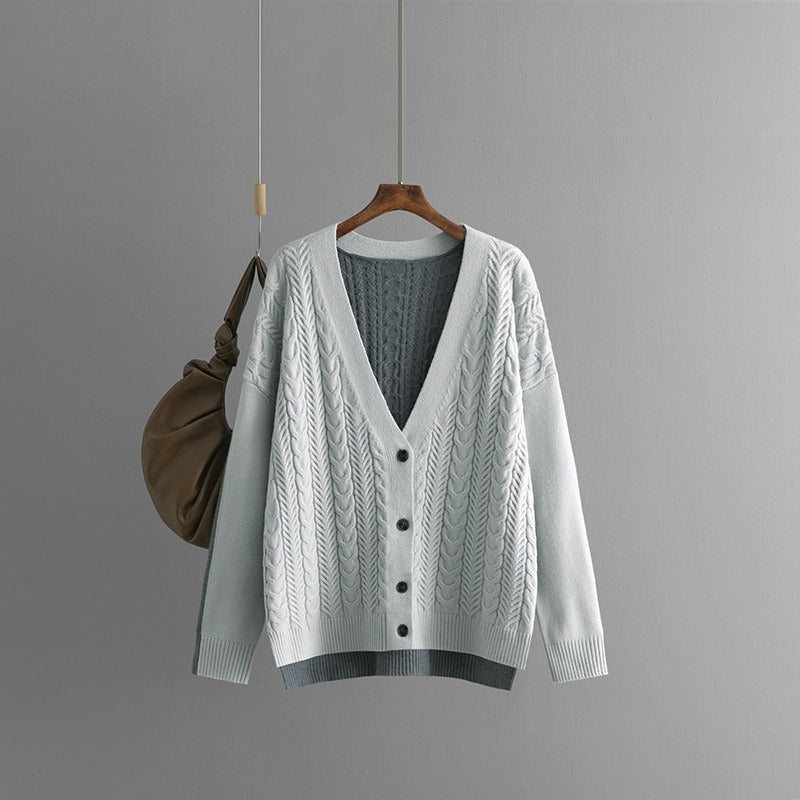 Pre Order:  Fried Dough Twists V-Neck Knitted Cardigan