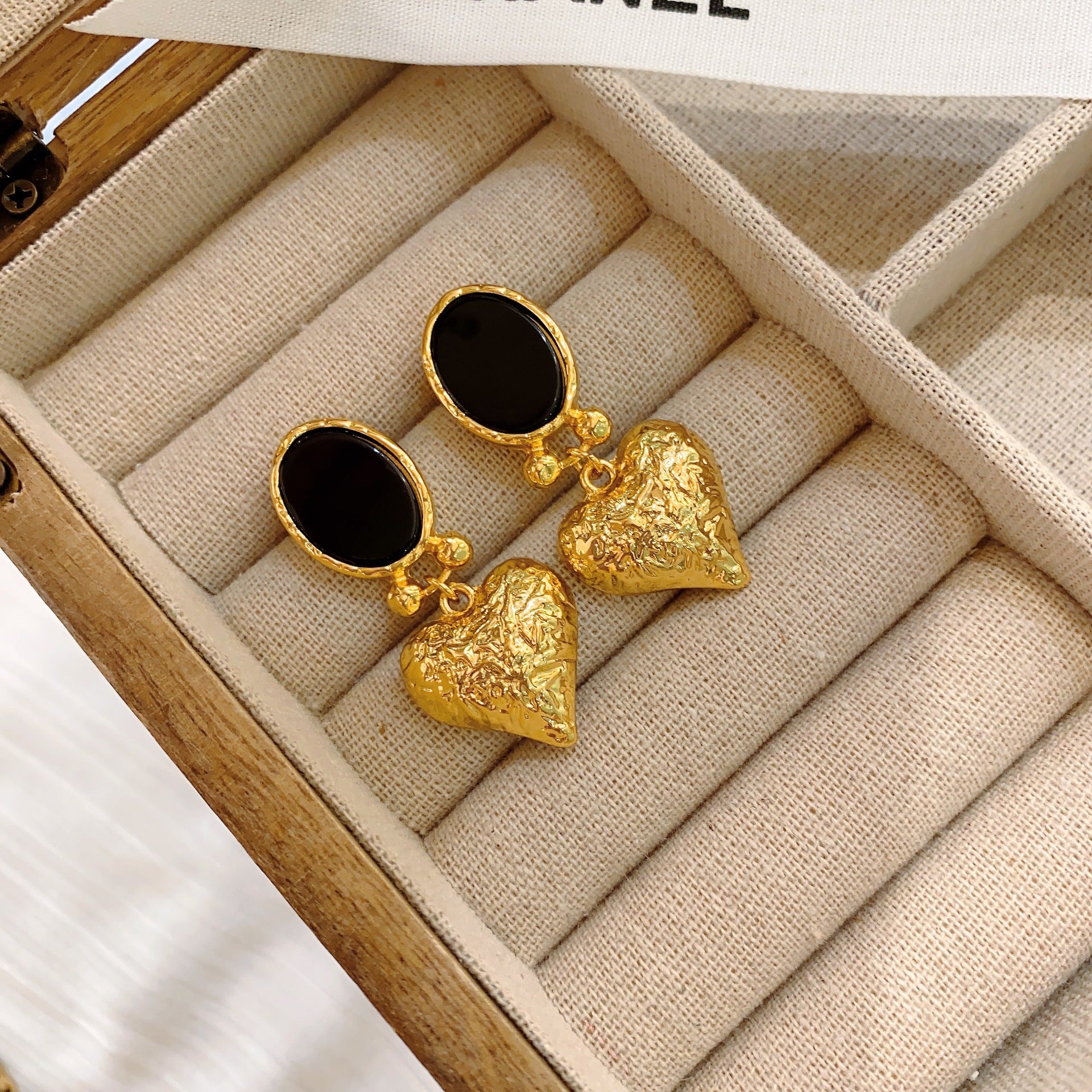 Pre Order:  Dangling Hearts Electroplated Gold Earrings