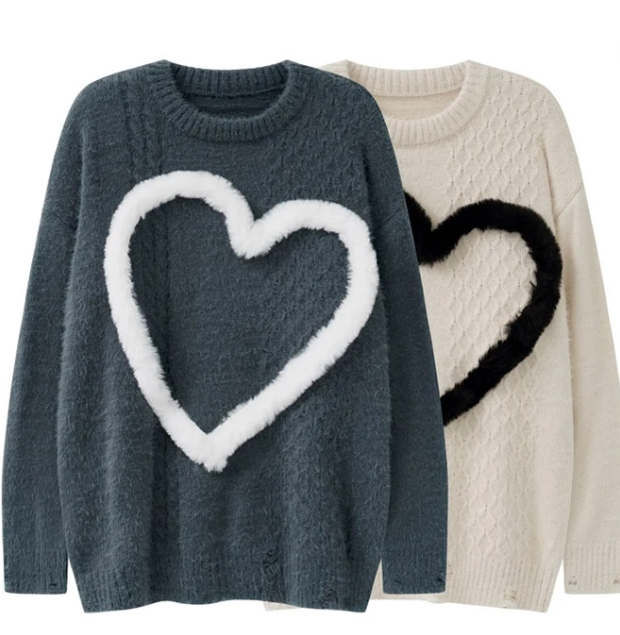 Pre Order:  Big Heart Knitted Sweater