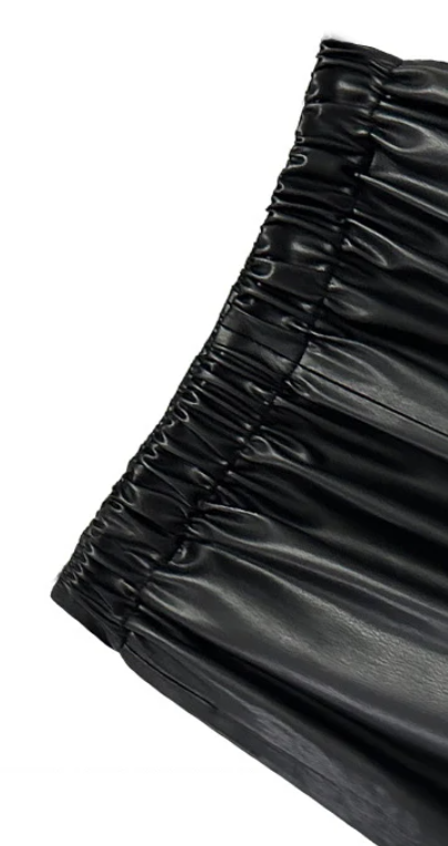 Pre Order:  Vegan Leather Wide-Leg Pants