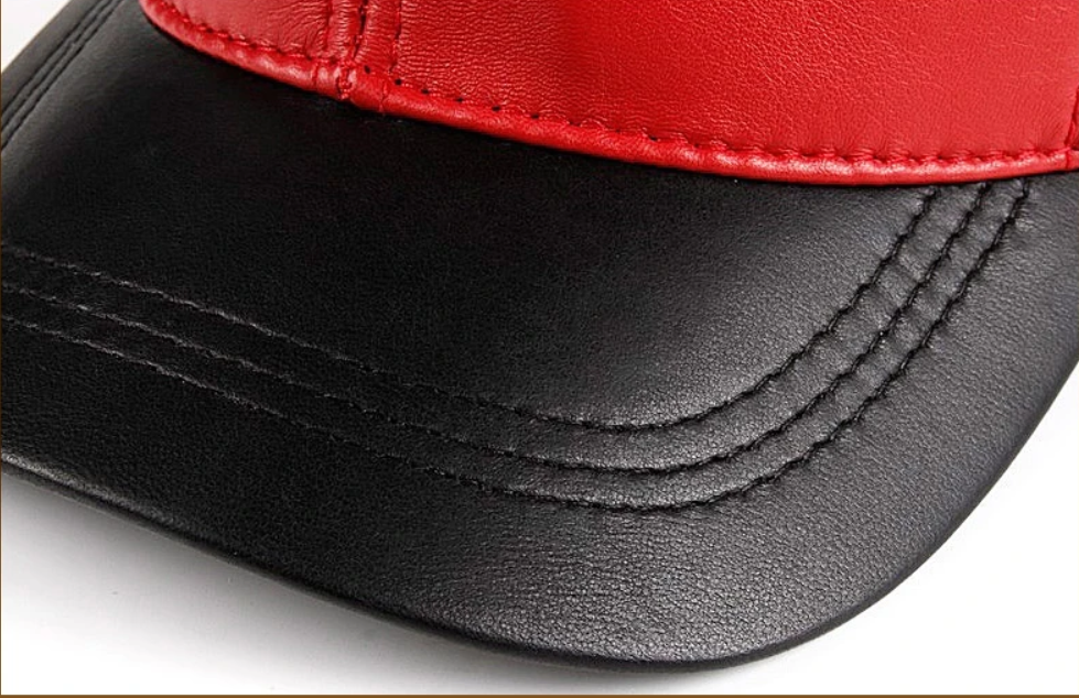 Dual Color Leather Baseball Cap