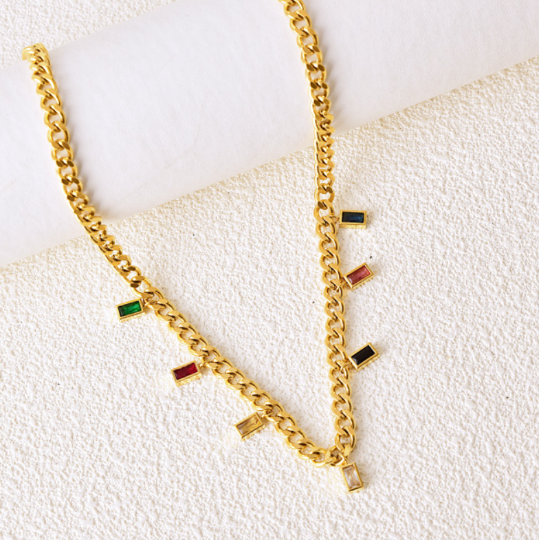 Pre Order:  Multicolor Charms Chain Link Necklace