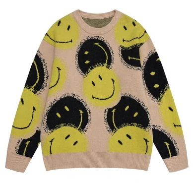 Pre Order:  Smiling Face Loose Knit Sweater