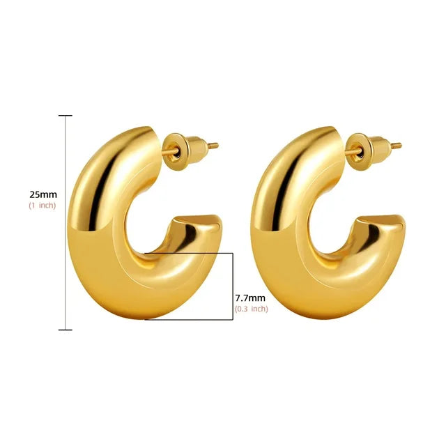 Pre Order:  Chunky C Shape Hoop Earrings