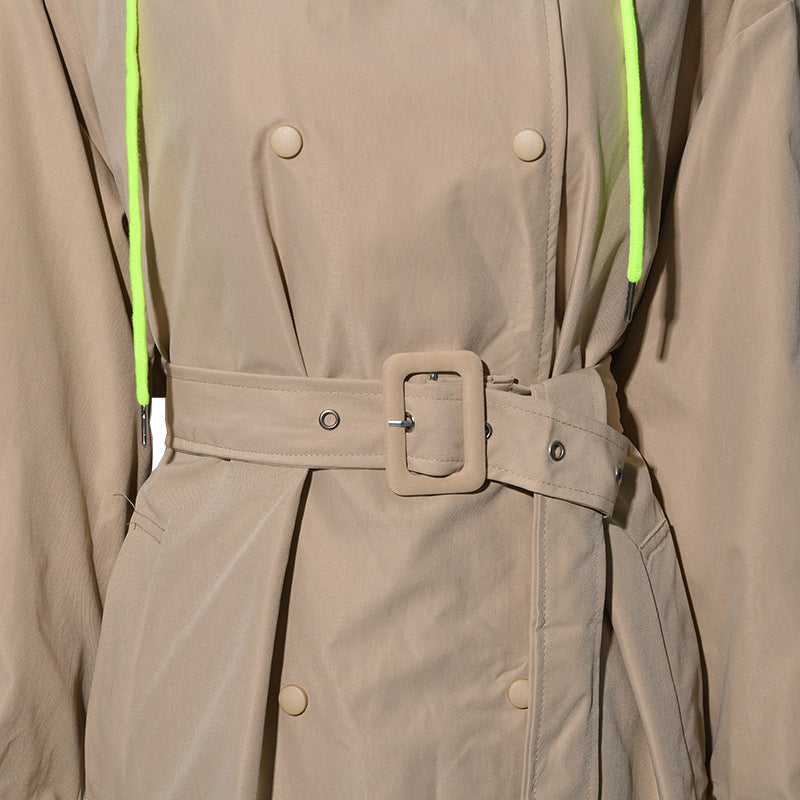 Pre Order:  Neon Hoodie Belted Coat