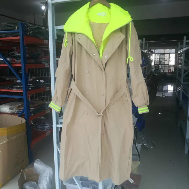 Pre Order:  Neon Hoodie Belted Coat