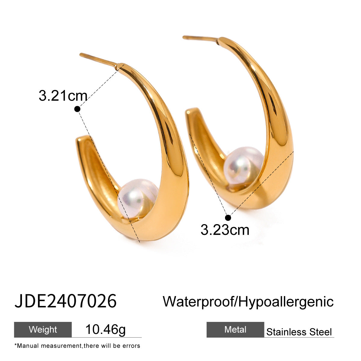 Pre Order:  Stainless Steel Pearl Exaggerated Earrings