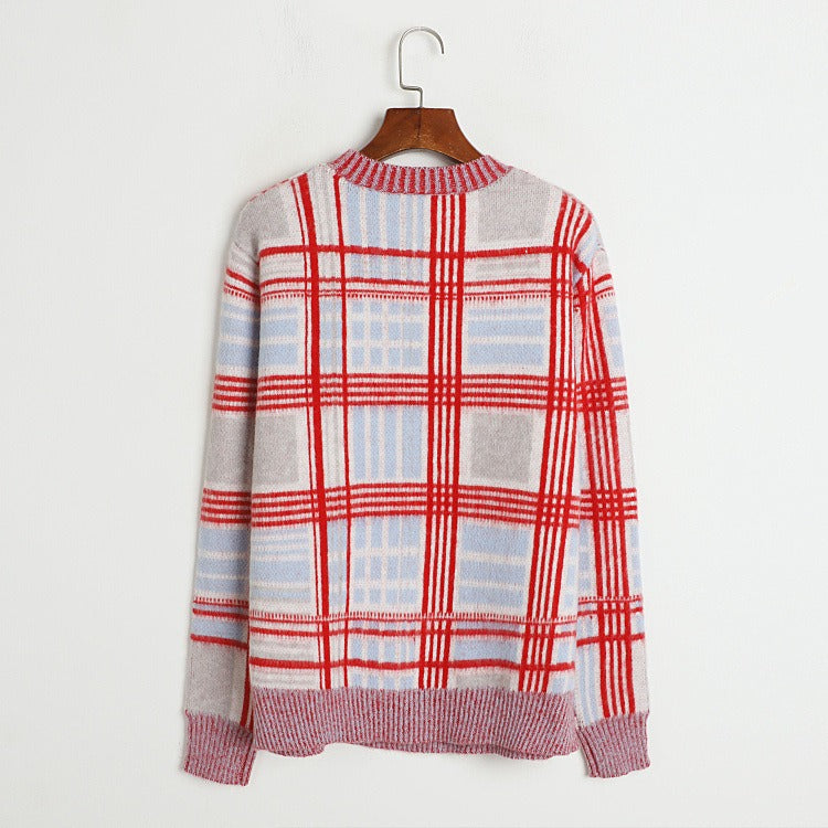 Pre Order:  Plaid Mohair Knitted Sweater