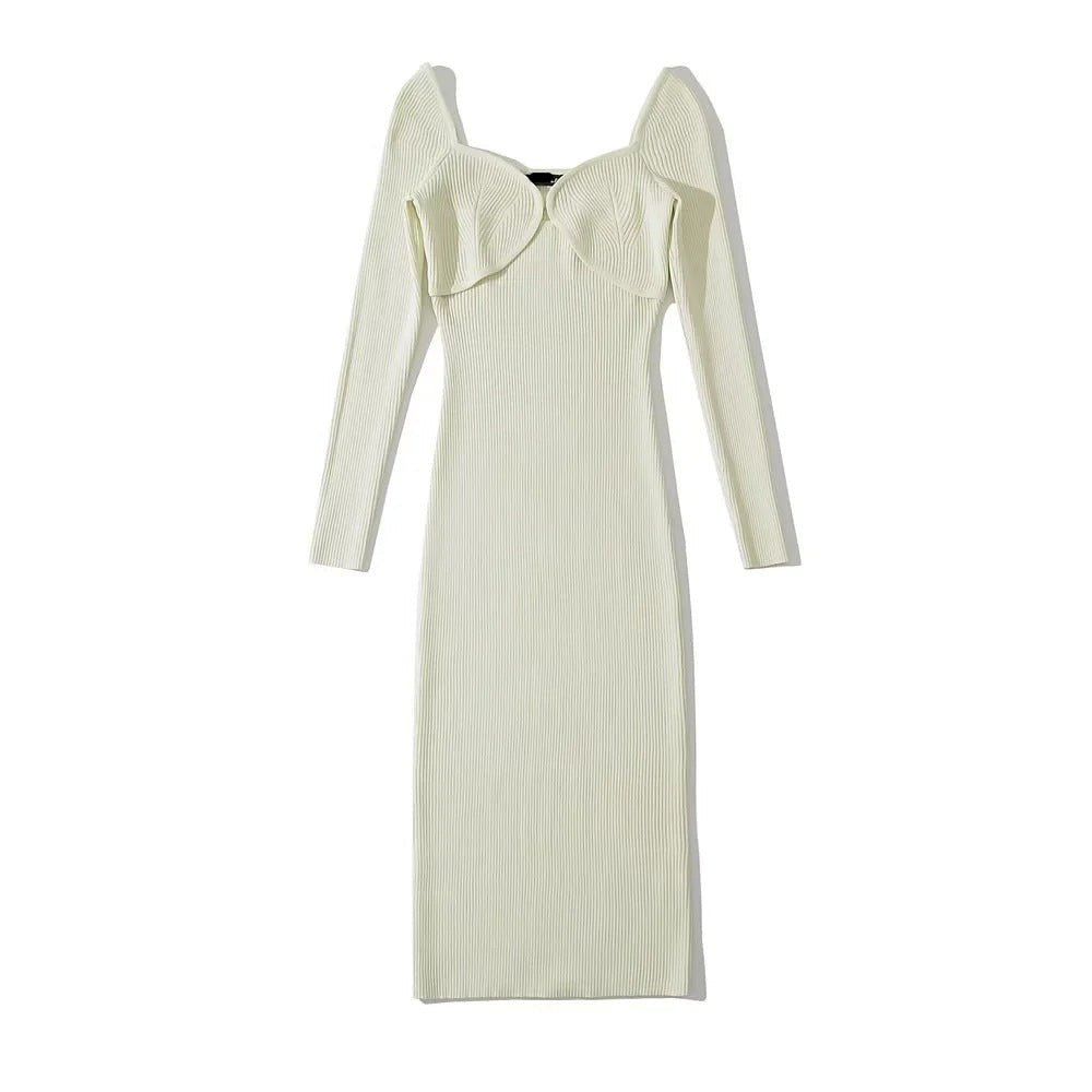 Pre Order:  Ribbed Midi Knitted Wrap Dress