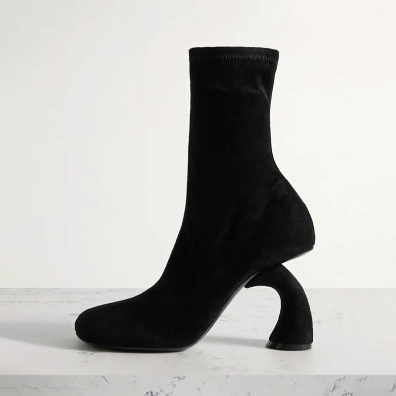 Sculptured Heel Ankle Boots