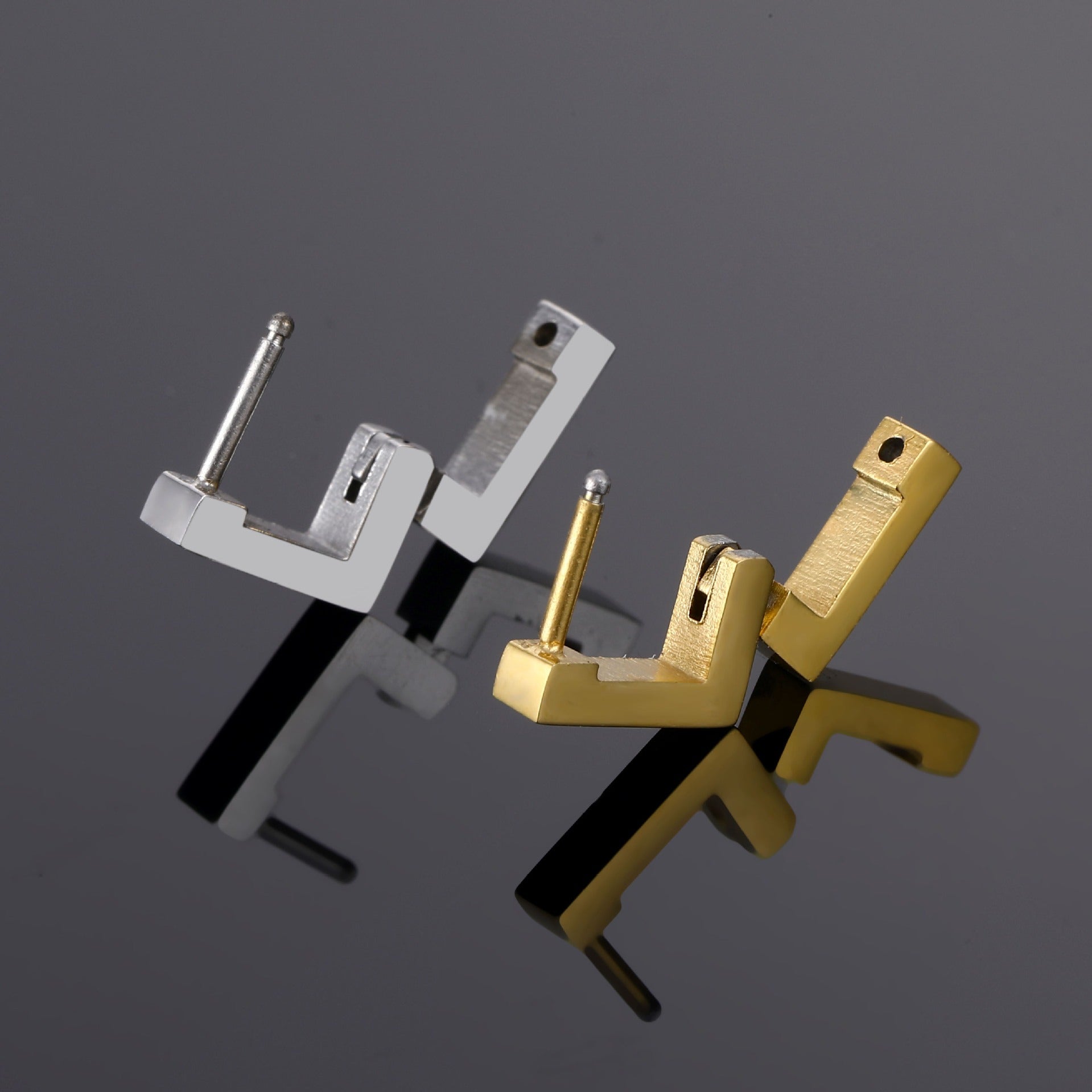 Pre Order:  Geometric Smooth Titanium Steel Square Earrings