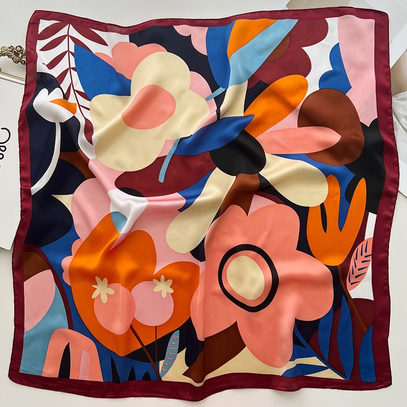 Pre Order:  Trendy Color Block Floral Scarf