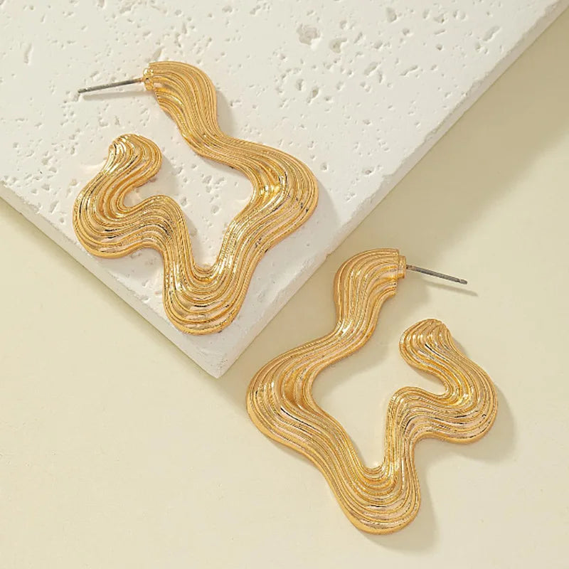 Pre Order:  Warped Textured Large Hoop Earrings