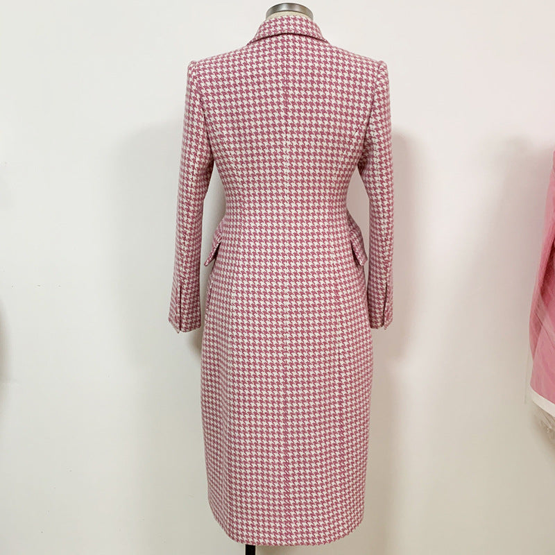 Pre Order:  Houndstooth Peak Lapel Coat