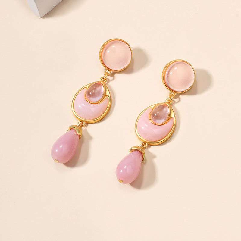 Pre Order:  Pink Rhinestones Drop Earrings