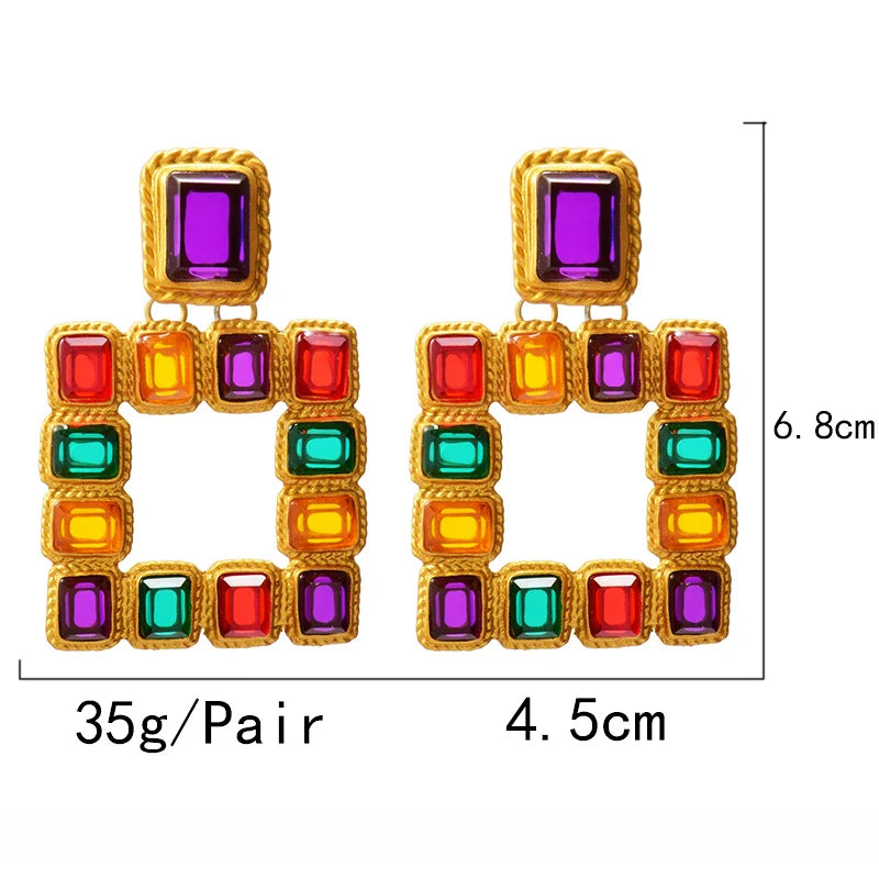 Pre Order:  Rhinestones Square Dangle Earrings