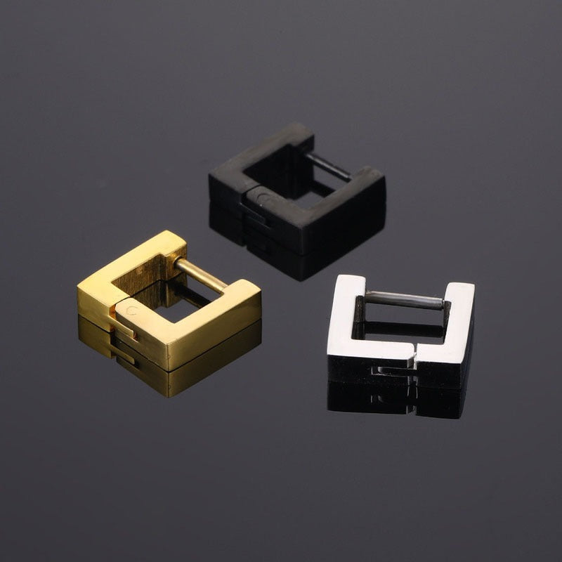 Pre Order:  Geometric Smooth Titanium Steel Square Earrings