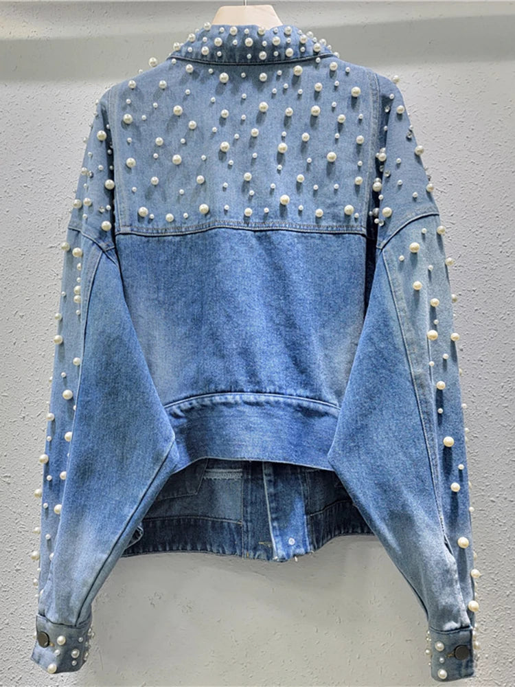 Pre Order:  Full Pearl Long Sleeve Washed Denim Jacket