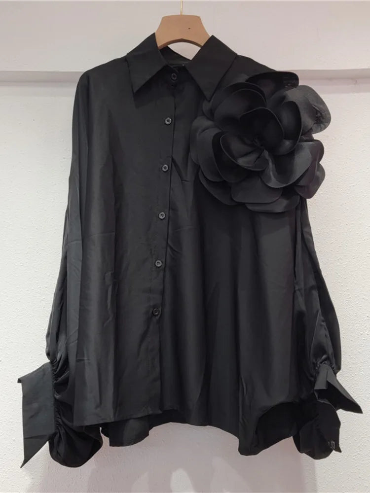 Pre Order:  3D Flower Long Lantern Sleeves Shirt