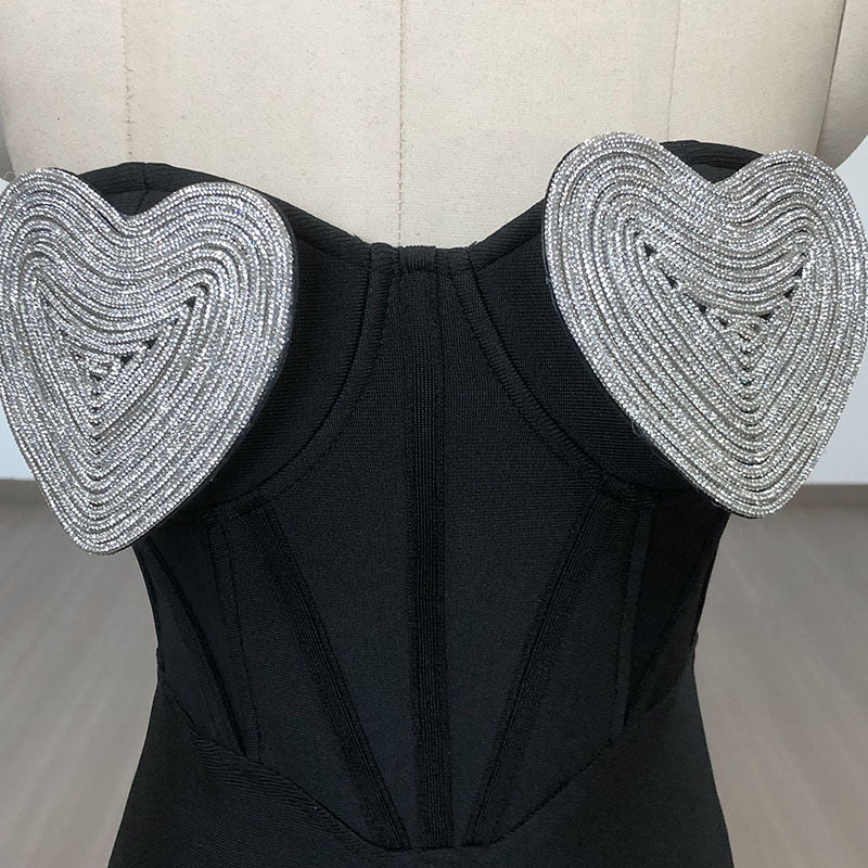 Pre Order:  Heart Chest Diamond Dew Backpack Hip Bandage Dress