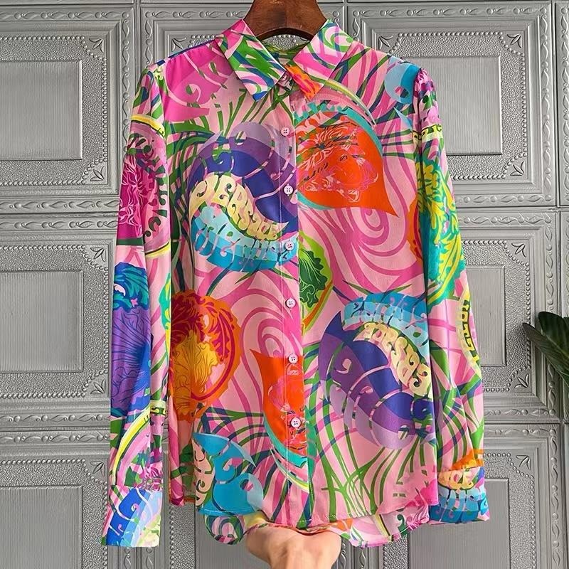 Multicolor Casual Print Long Sleeve Shirt