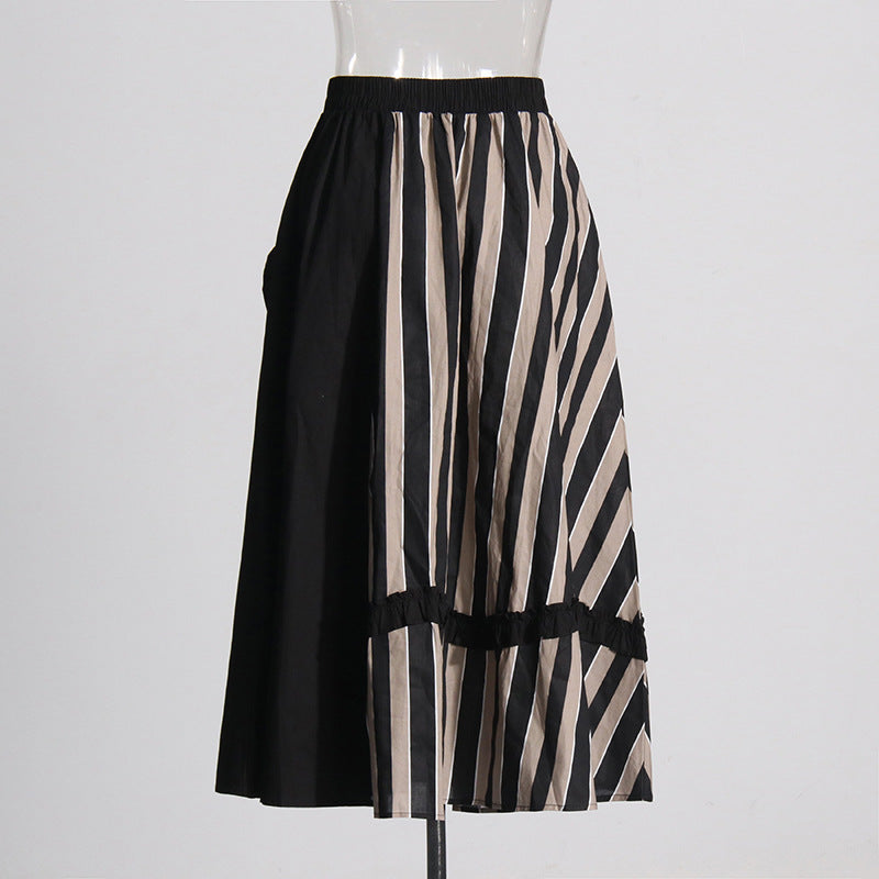 3D Flower Striped Fungus Edge Skirt