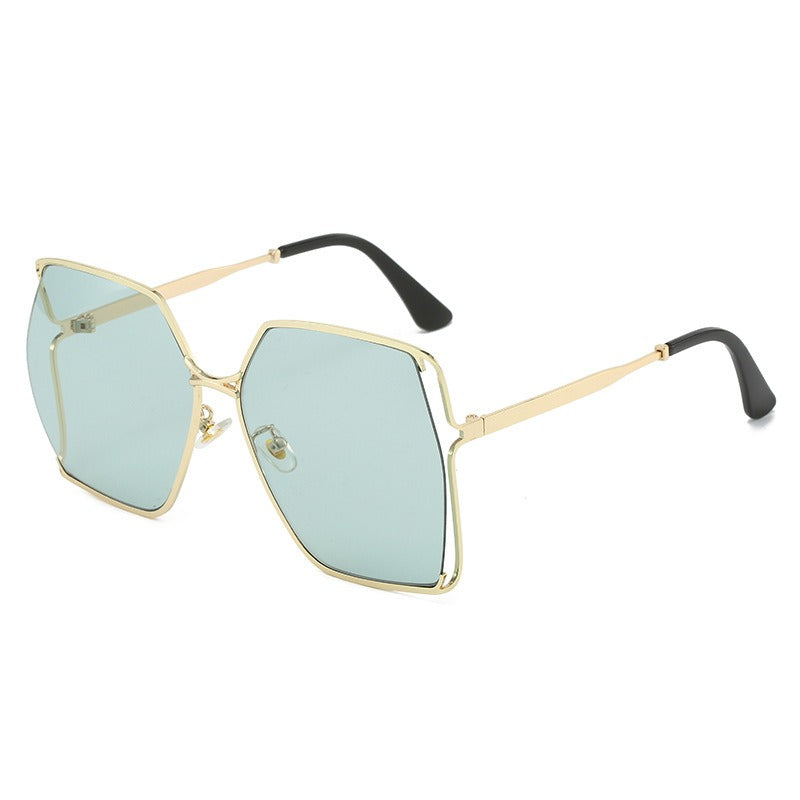 Pre Order:  Large Frame Metal Hollow Sunglasses