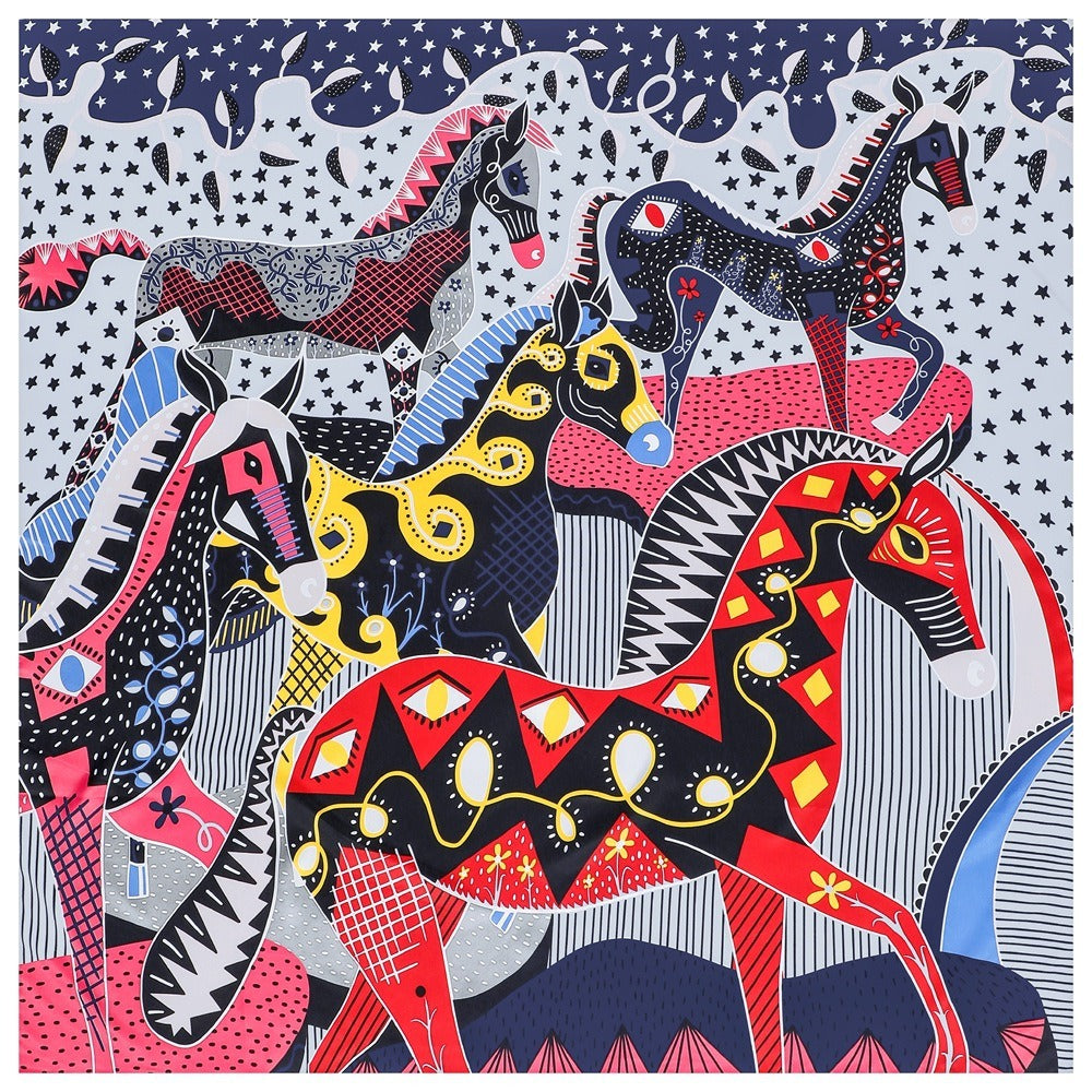 Pre Order:  Abstract Colored Horses Scarf