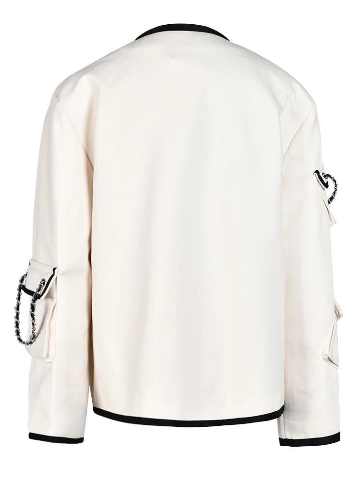 Pre Order:  Metal Chained Flap Pockets Jacket