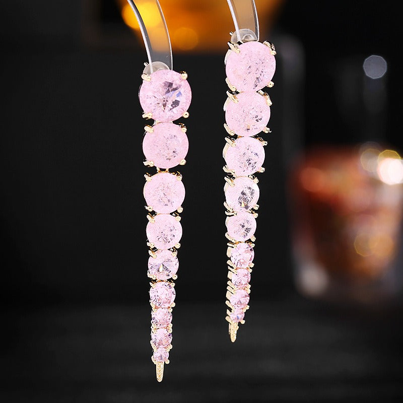 Pre Order:  Ice Cracked Zircon Long Earrings