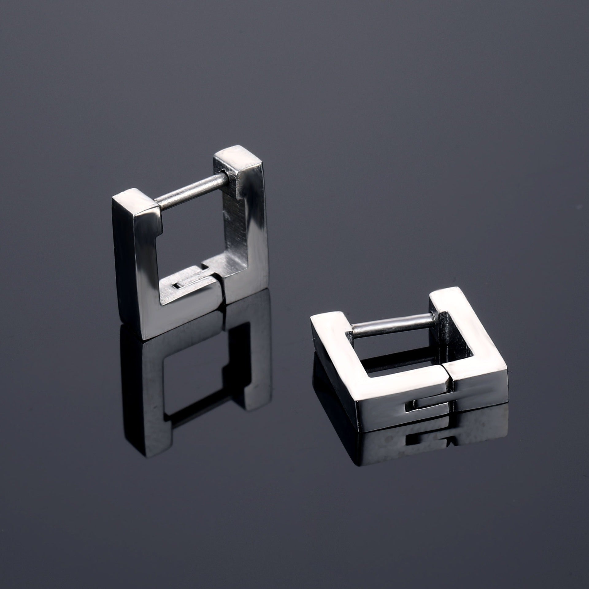 Pre Order:  Geometric Smooth Titanium Steel Square Earrings