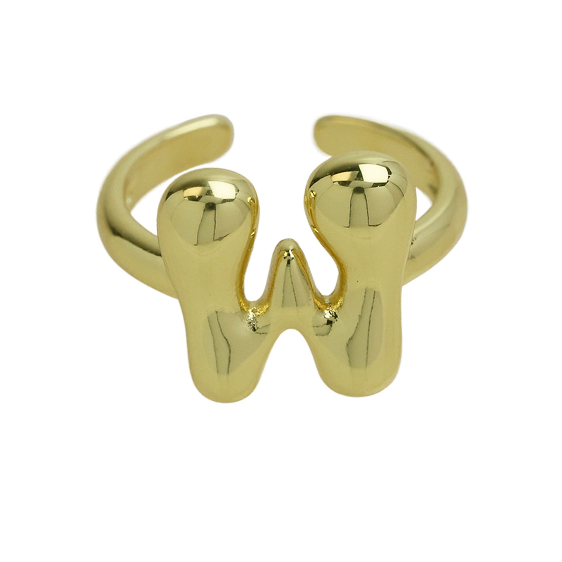 Pre Order: Golden Smooth Bubble Balloon Chubby Alphabet Ring